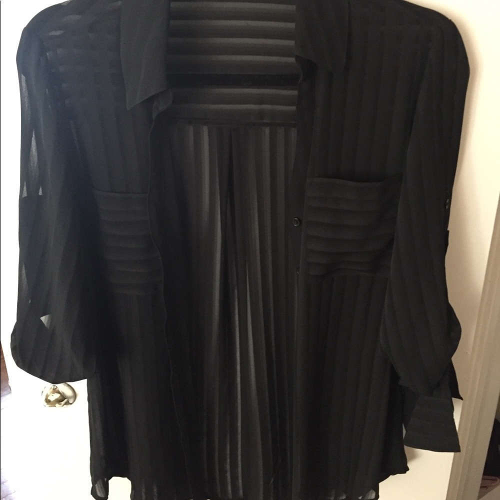 Black sheer button up top